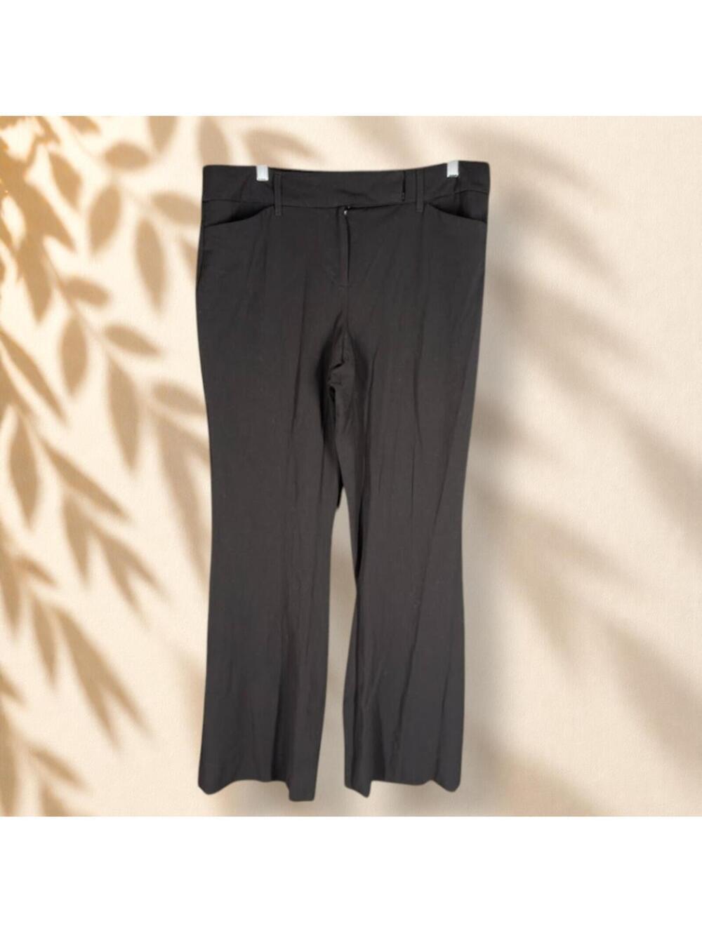 White House Black Market Dress Pants Women 10 Black Flared Mid Rise Flat Front